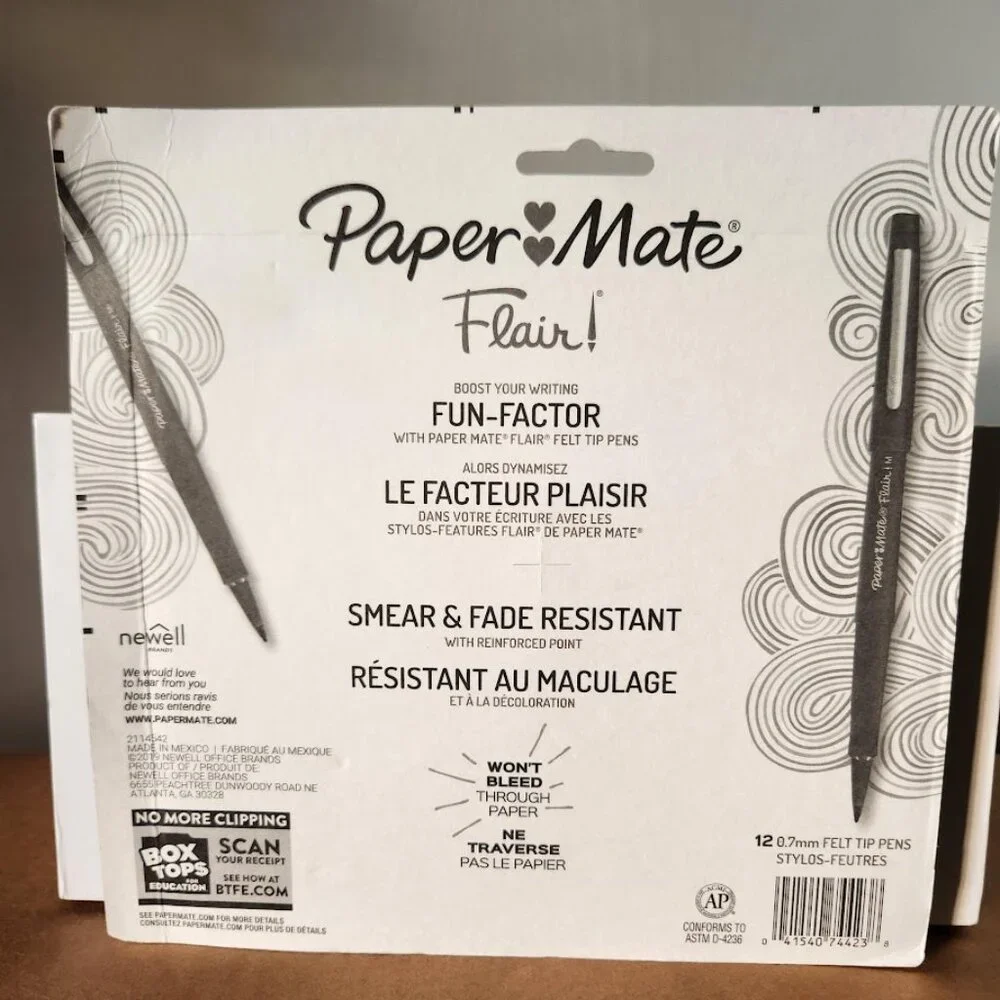 Paper Mate Flair Felt Tip Pens Medium Point (0.7mm) 12 count Markers New Ink col